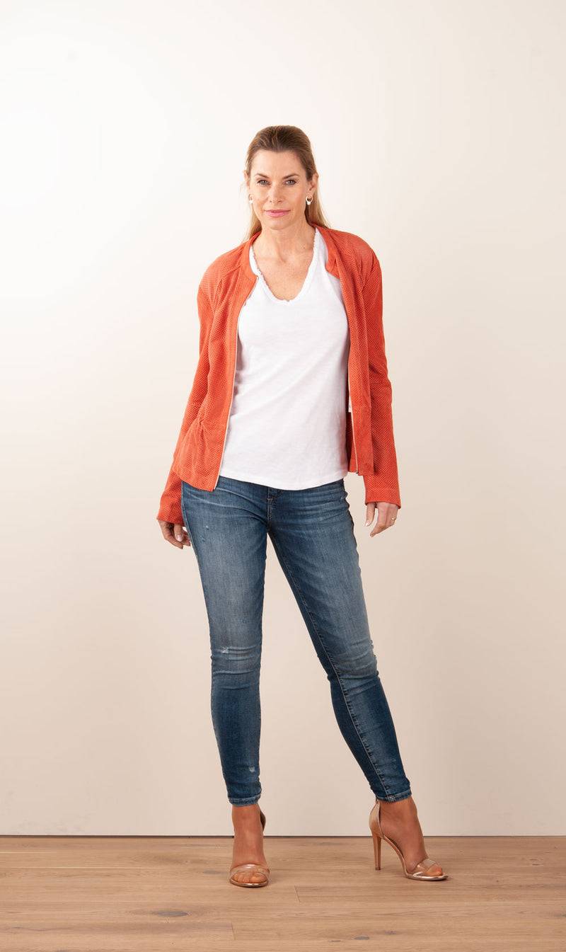 Milestone Lederjacke „Amora“ Koralle 2025