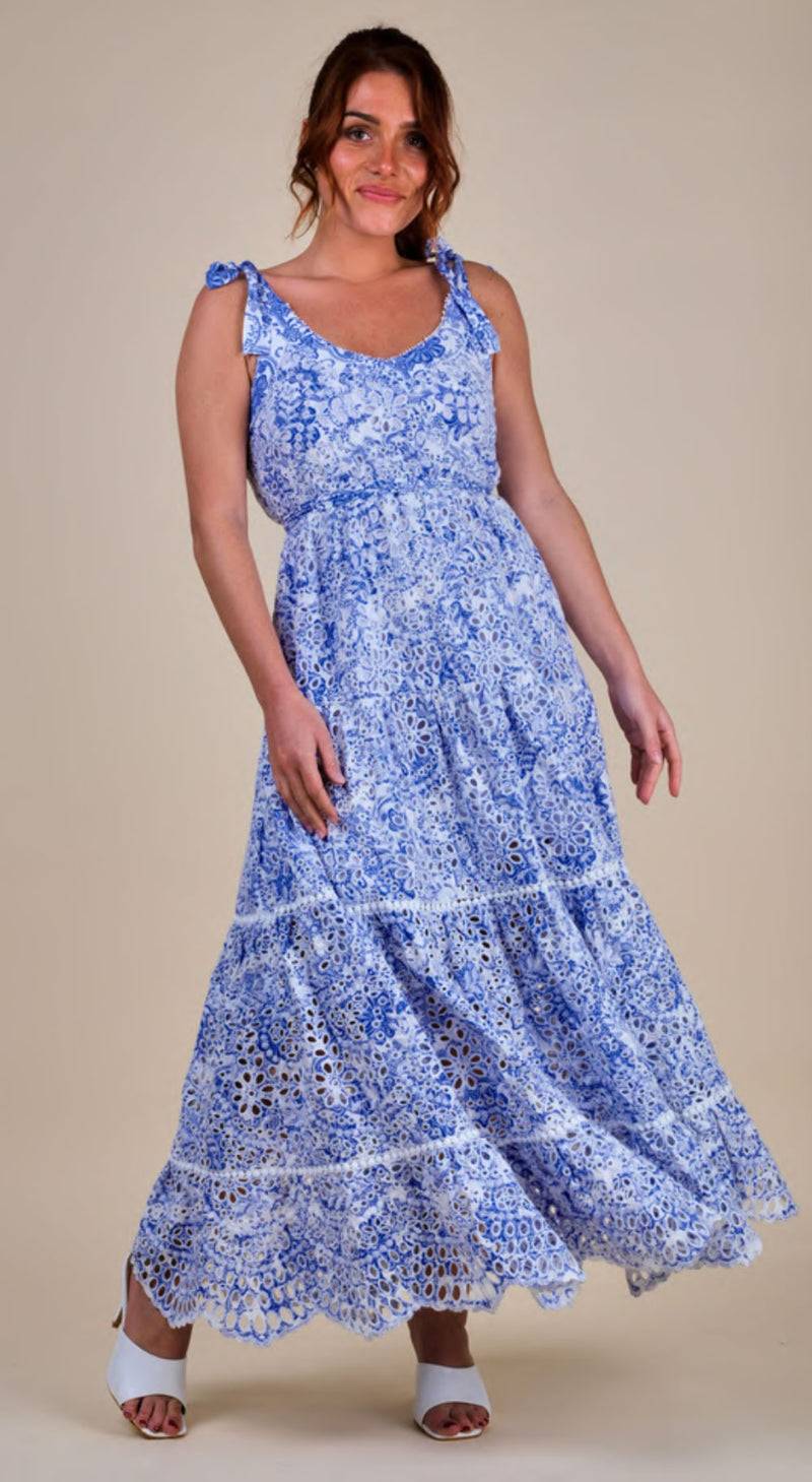 Miss June Kleid Blau | Weiß Verkauf