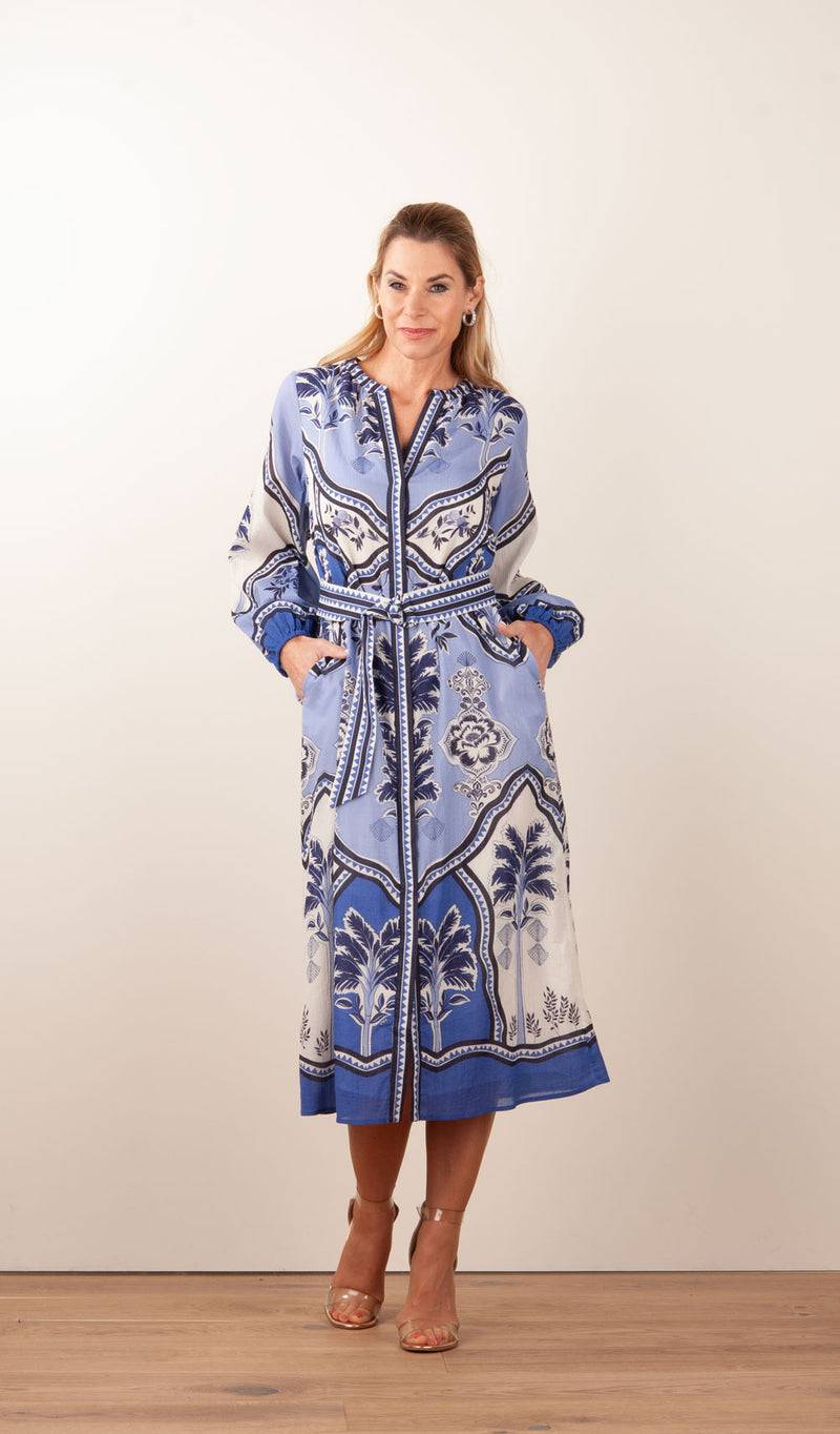 IVI Collection Kleid Creme | Blau Günstiger Verkauf