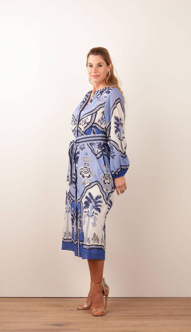 IVI Collection Kleid Creme | Blau Günstiger Verkauf
