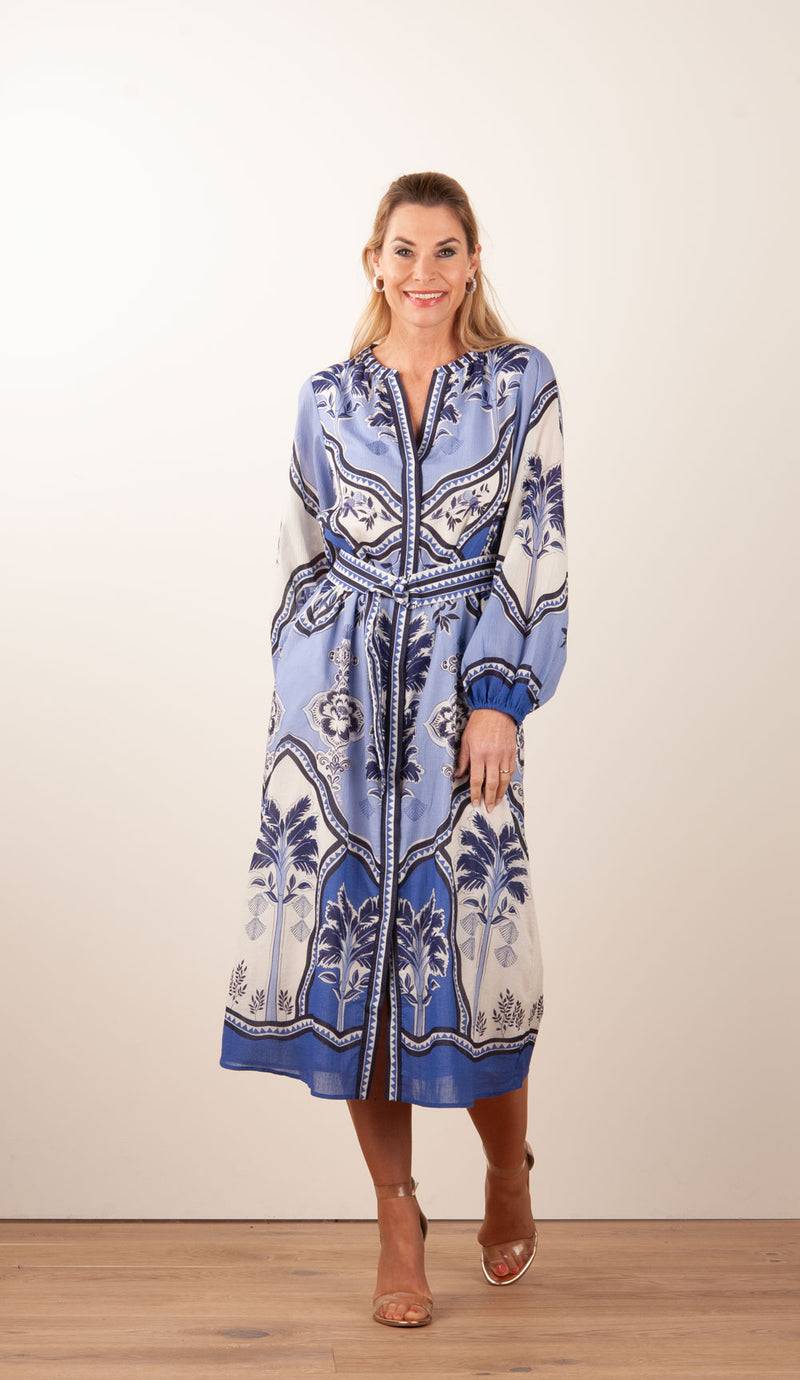 IVI Collection Kleid Creme | Blau Günstiger Verkauf
