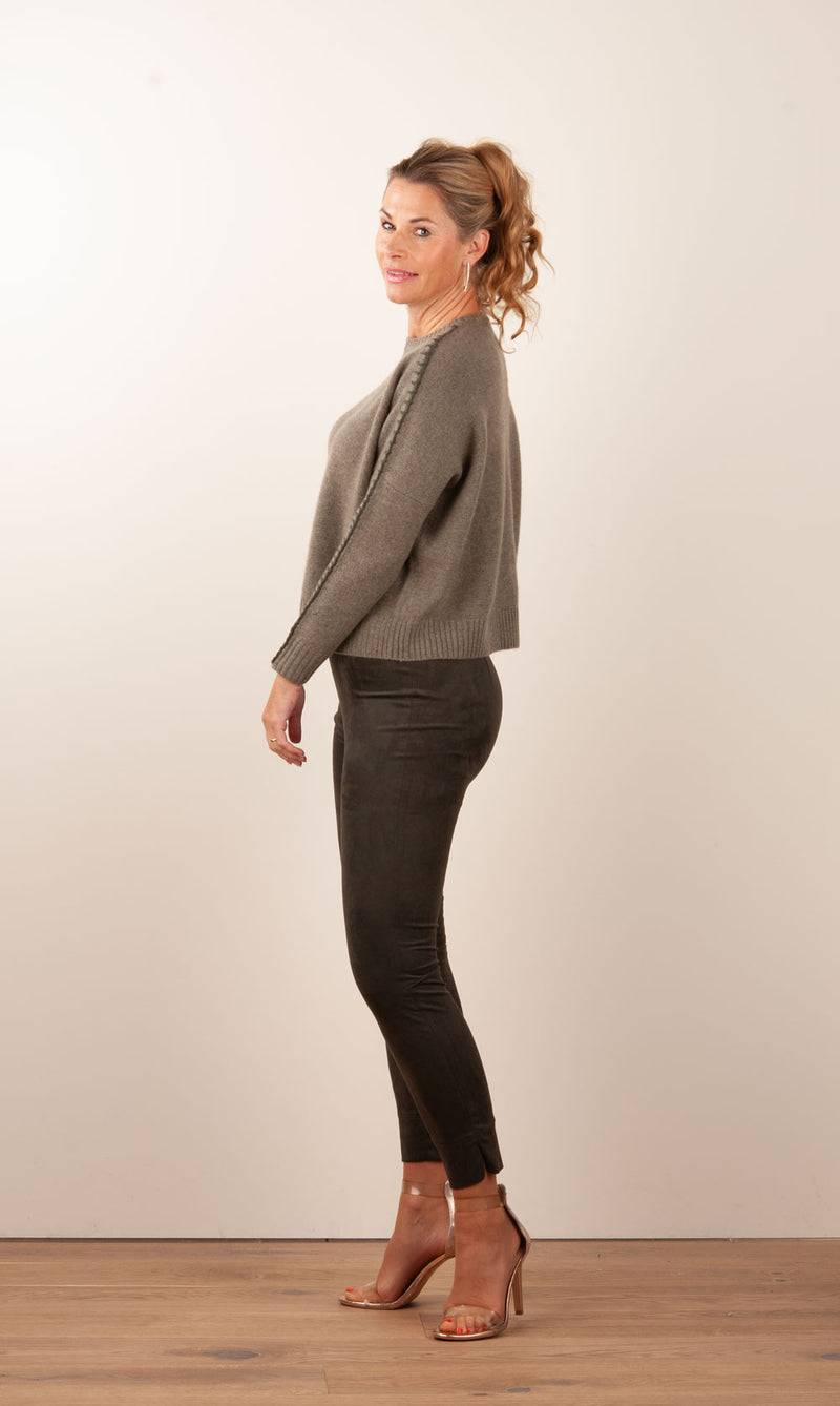 Seductive Velours Hose „Sabrina“ Dunkel Moosgrün Online Shopping