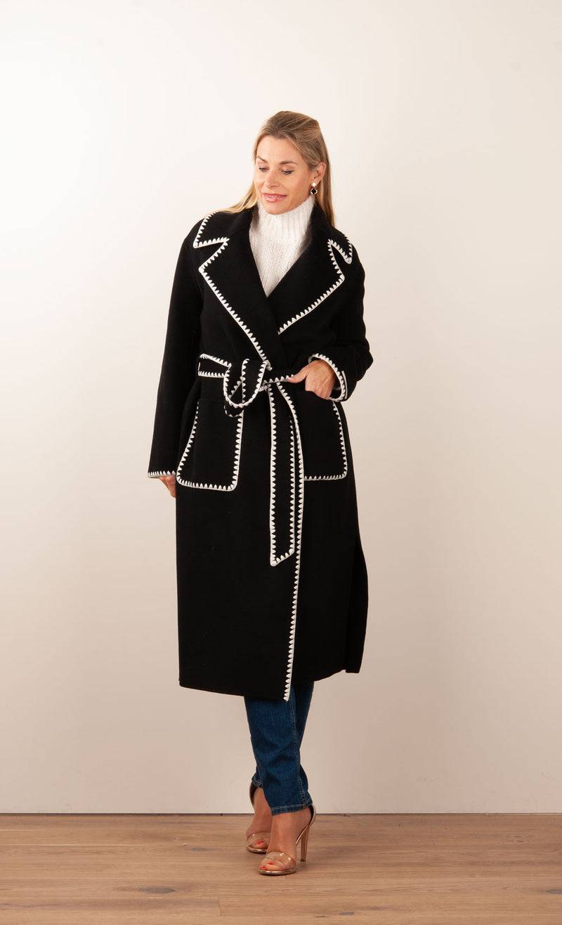 VITTORIA Mantel Schwarz | Weiß Neueste Mode