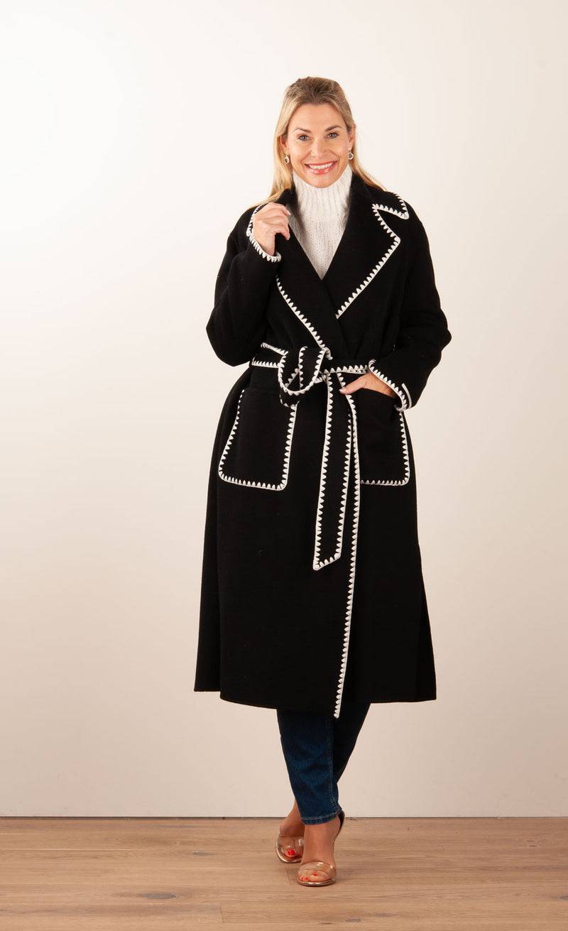 VITTORIA Mantel Schwarz | Weiß Neueste Mode
