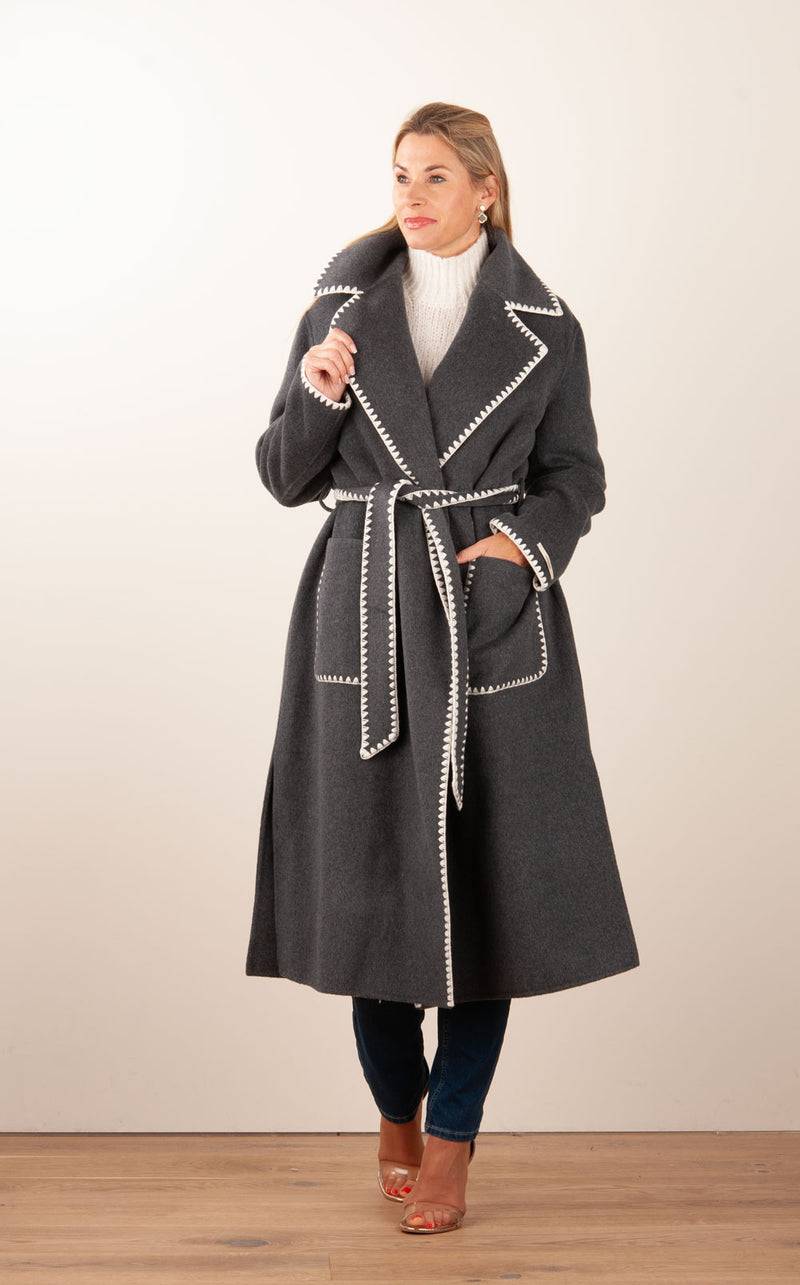 VITTORIA Mantel Anthrazit | Weiß Online Outlet