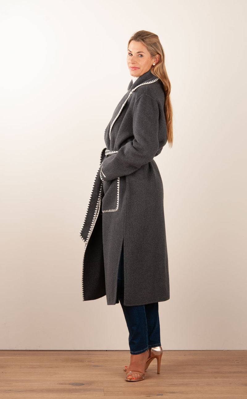 VITTORIA Mantel Anthrazit | Weiß Online Outlet