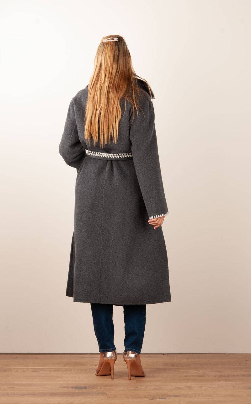 VITTORIA Mantel Anthrazit | Weiß Online Outlet