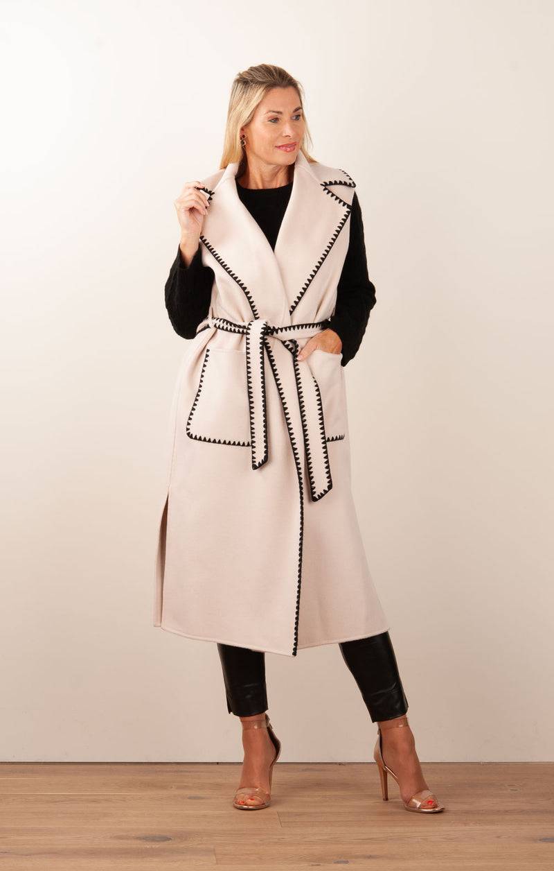 VITTORIA Mantel Hellbeige | Schwarz Zeitlich begrenztes Angebot
