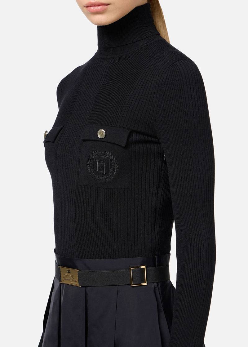 Elisabetta Franchi Kleid Schwarz Tiefpreis