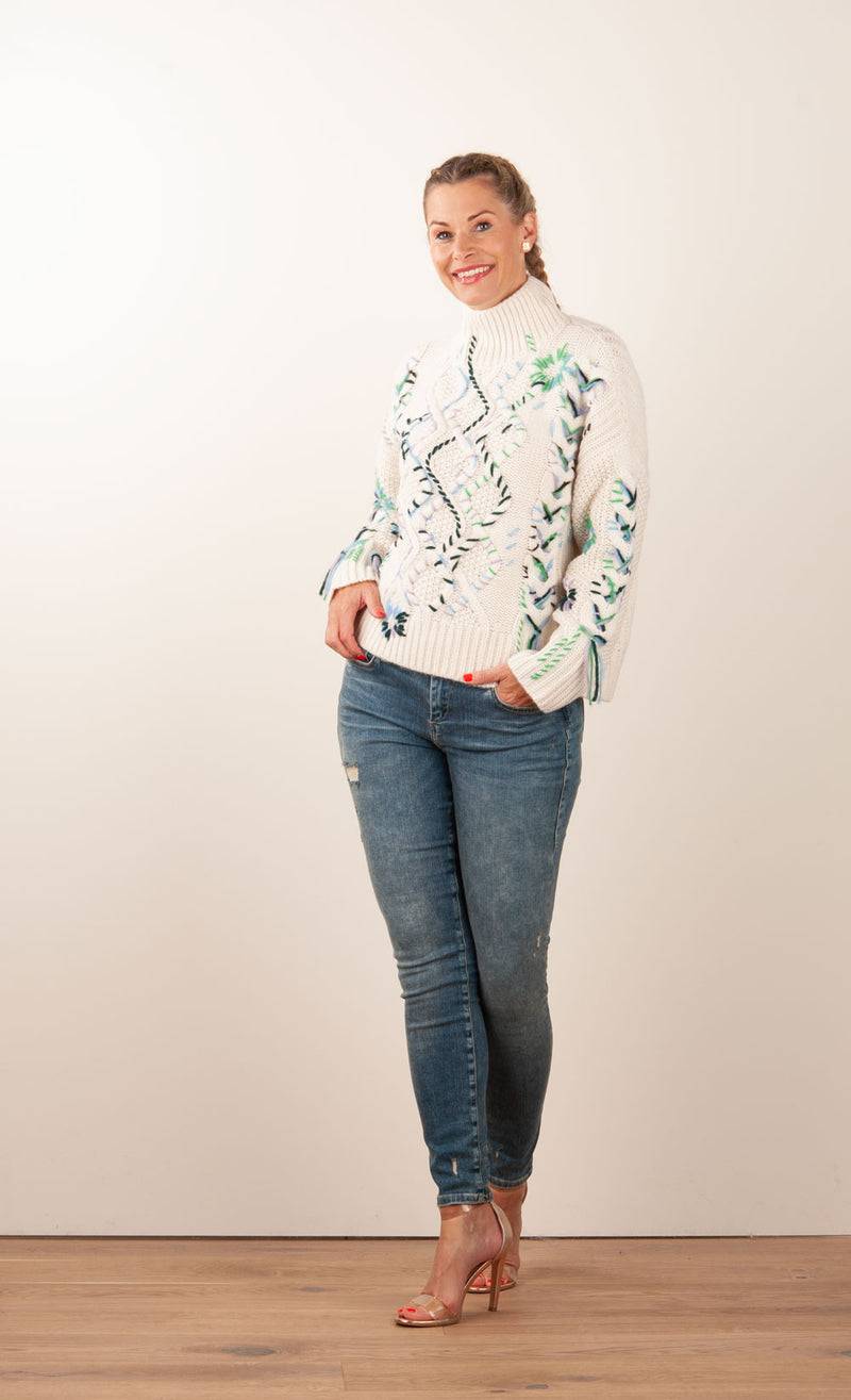 Paschwork Pullover Offwhite | Grün | Flieder Bis zu 65% Rabatt