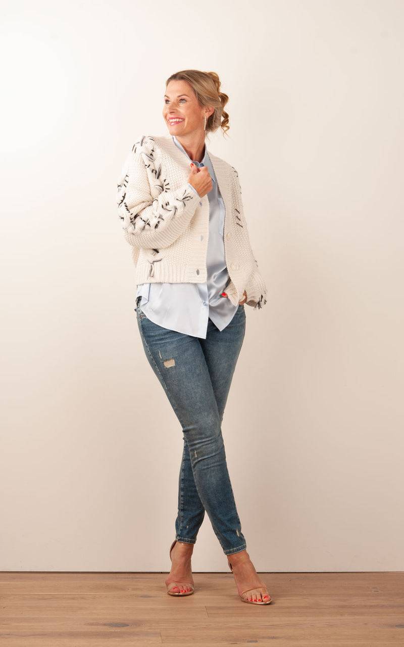 Paschwork Strickjacke Offwhite | Grau | Schwarz Vierteljährliche Förderung