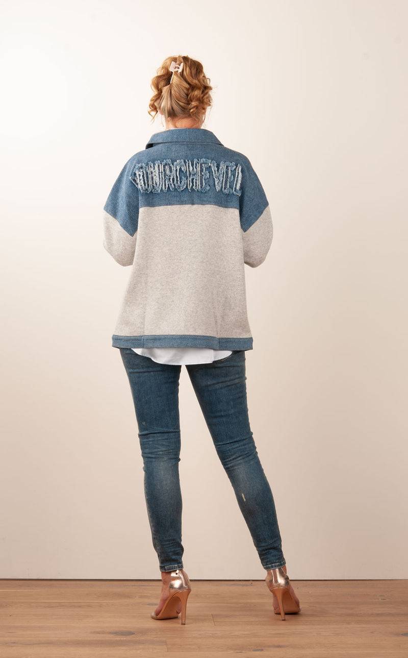 MAX & MOI Strickjacke Grau | Jeansblau 50% Rabatt mit kostenlosem Versand