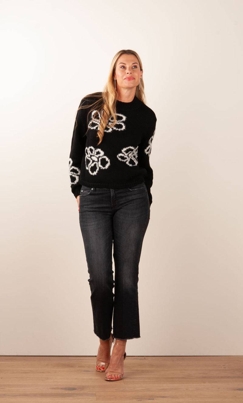 fleur Pullover „Blumen“ Schwarz | Weiß Hotsell