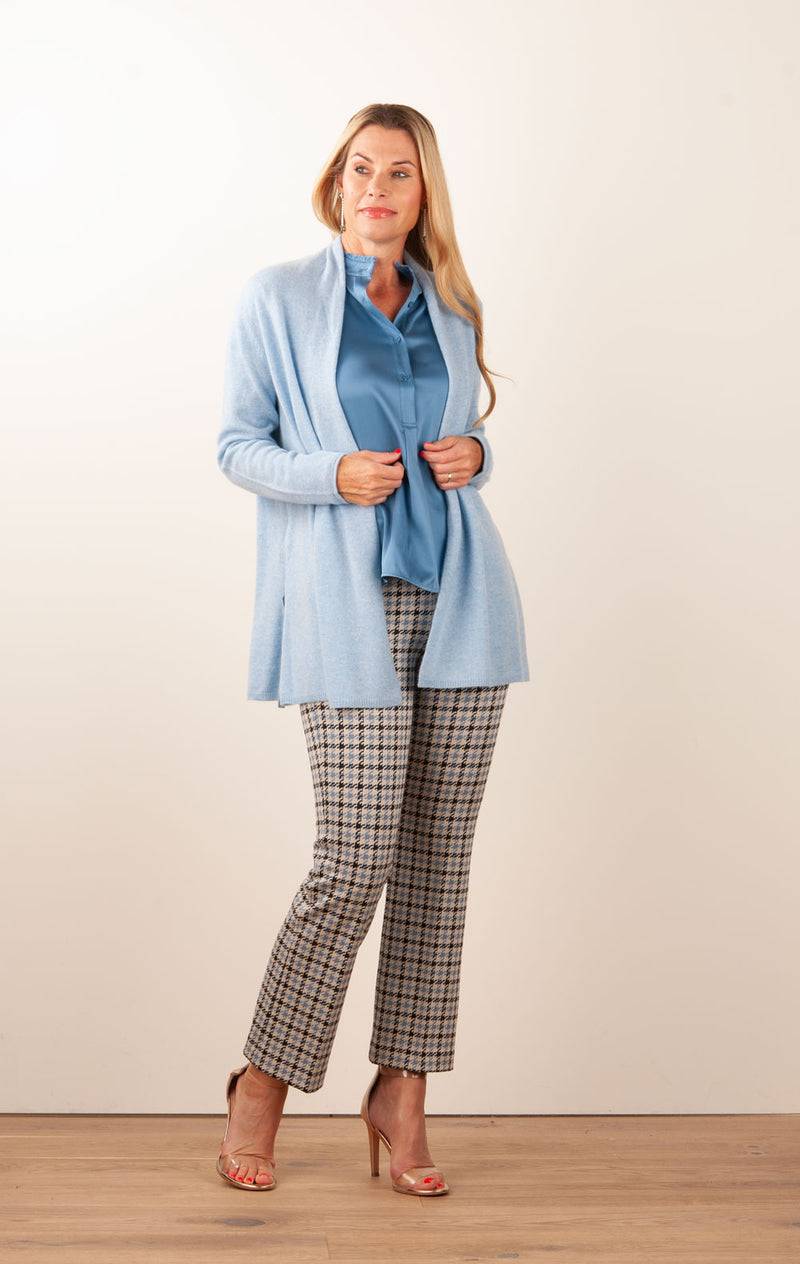 fleur Kaschmir Strickmantel Melange Blau Limitierter Zeitrabatt