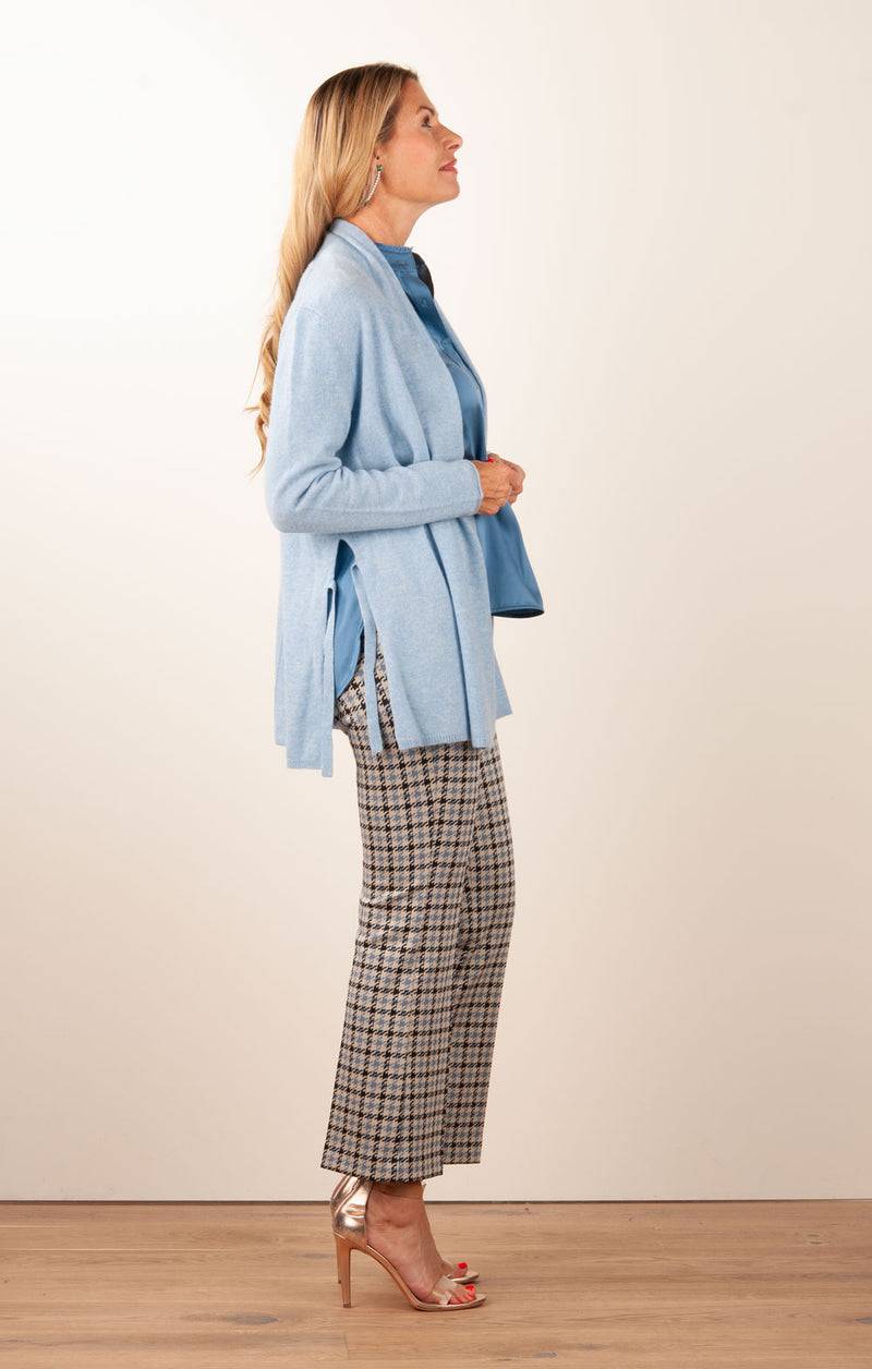 fleur Kaschmir Strickmantel Melange Blau Limitierter Zeitrabatt