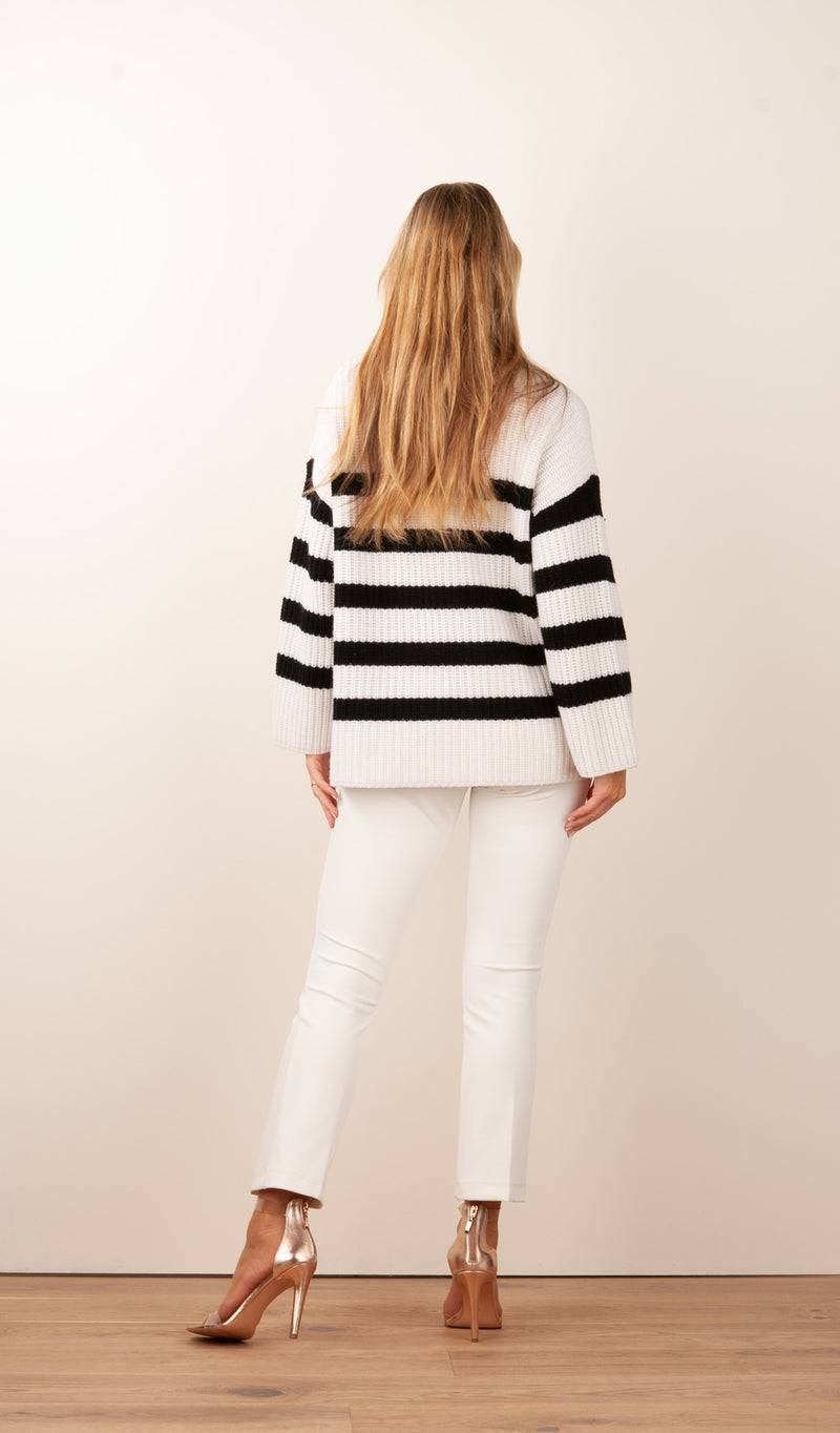 Rosa & Me Pullover „Streifen“ Offwhite | Schwarz Osterangebot