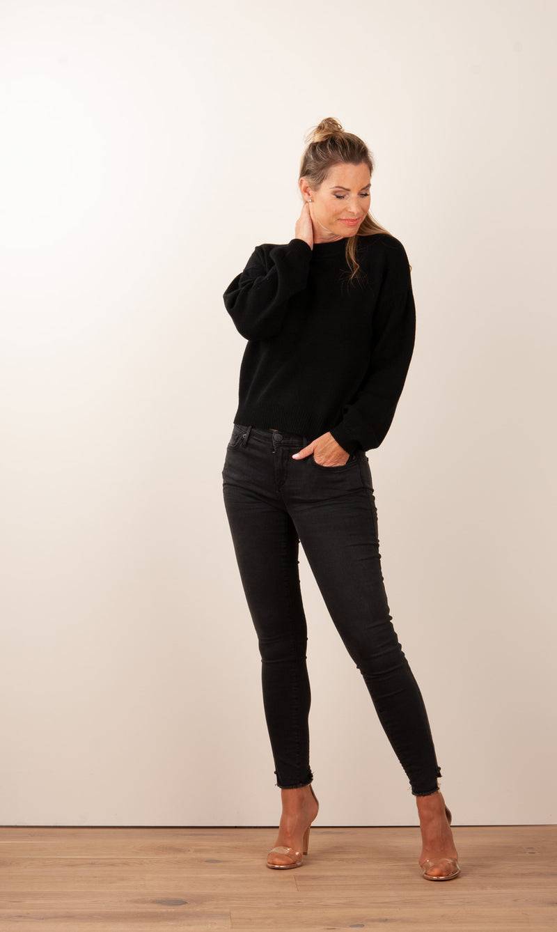 SEM PER LEI. Kaschmir Pullover Schwarz Top Angebot