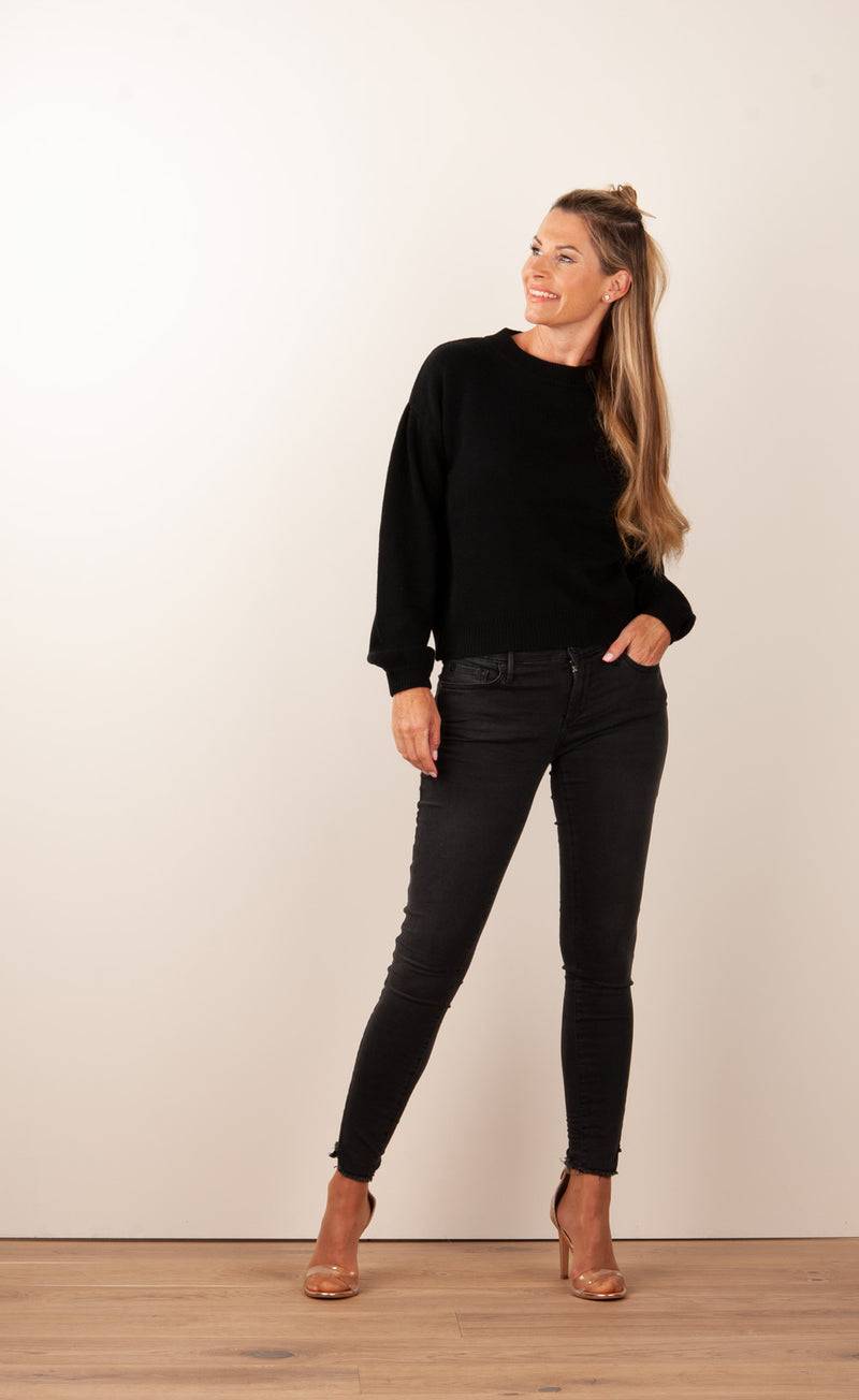 SEM PER LEI. Kaschmir Pullover Schwarz Top Angebot