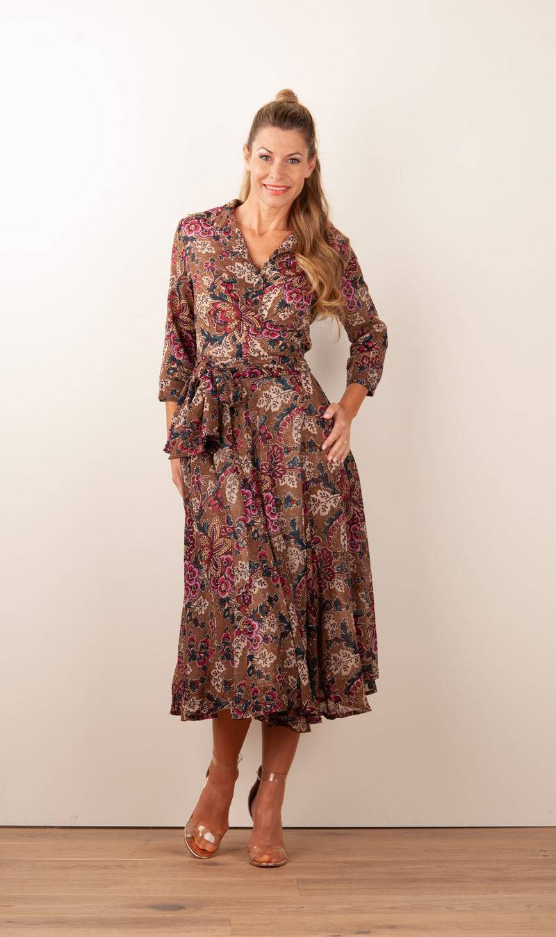 Samantha Sung Kleid „Olivia“ Braun | Multicolor Neueste Mode