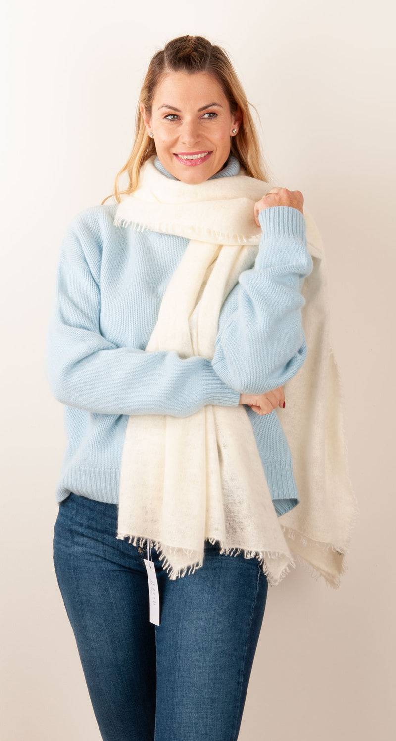 Blossom & Co. Kaschmir Schal Offwhite Bis zu 60% Rabatt