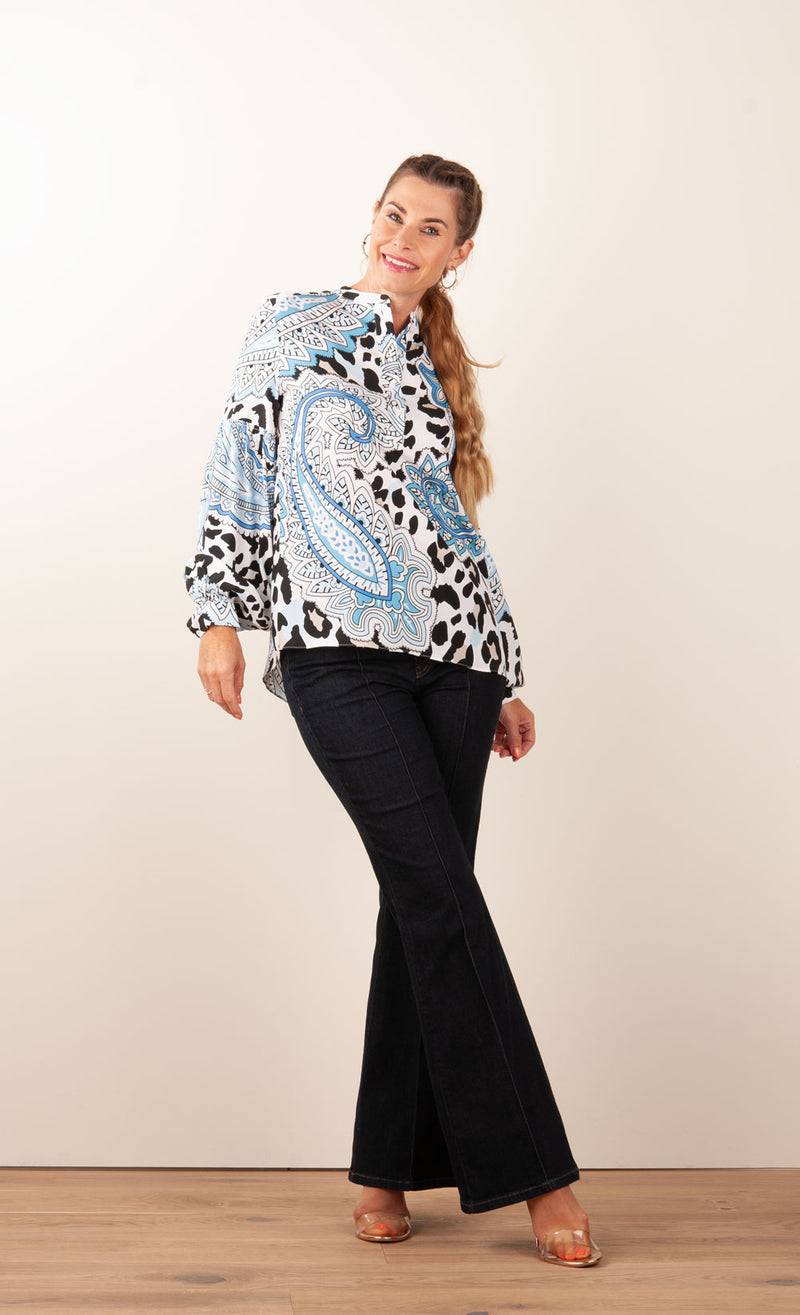 Herzensangelegenheit Bluse Weiß | Blau | Schwarz Tiefpreis