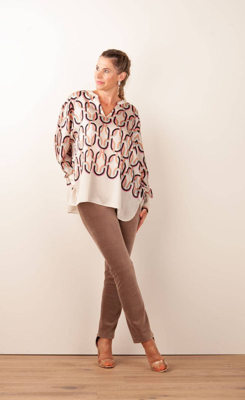 IVI Collection Bluse „Chain“ Beige | Multicolor Super Sparpreis