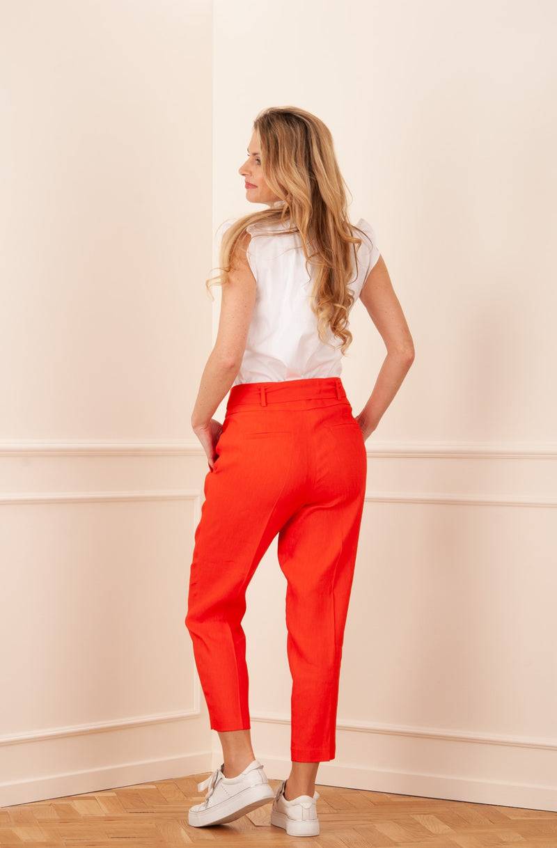 Cambio Leinen Hose „Kristien“ Orangerot Letzte 3 Tage