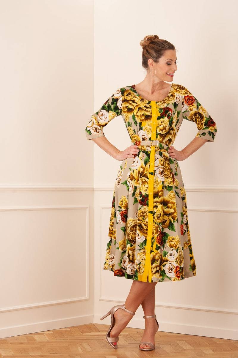 Samantha Sung Kleid „Audrey“ Gelb | Grün | Taupe Bis zu 60% Rabatt