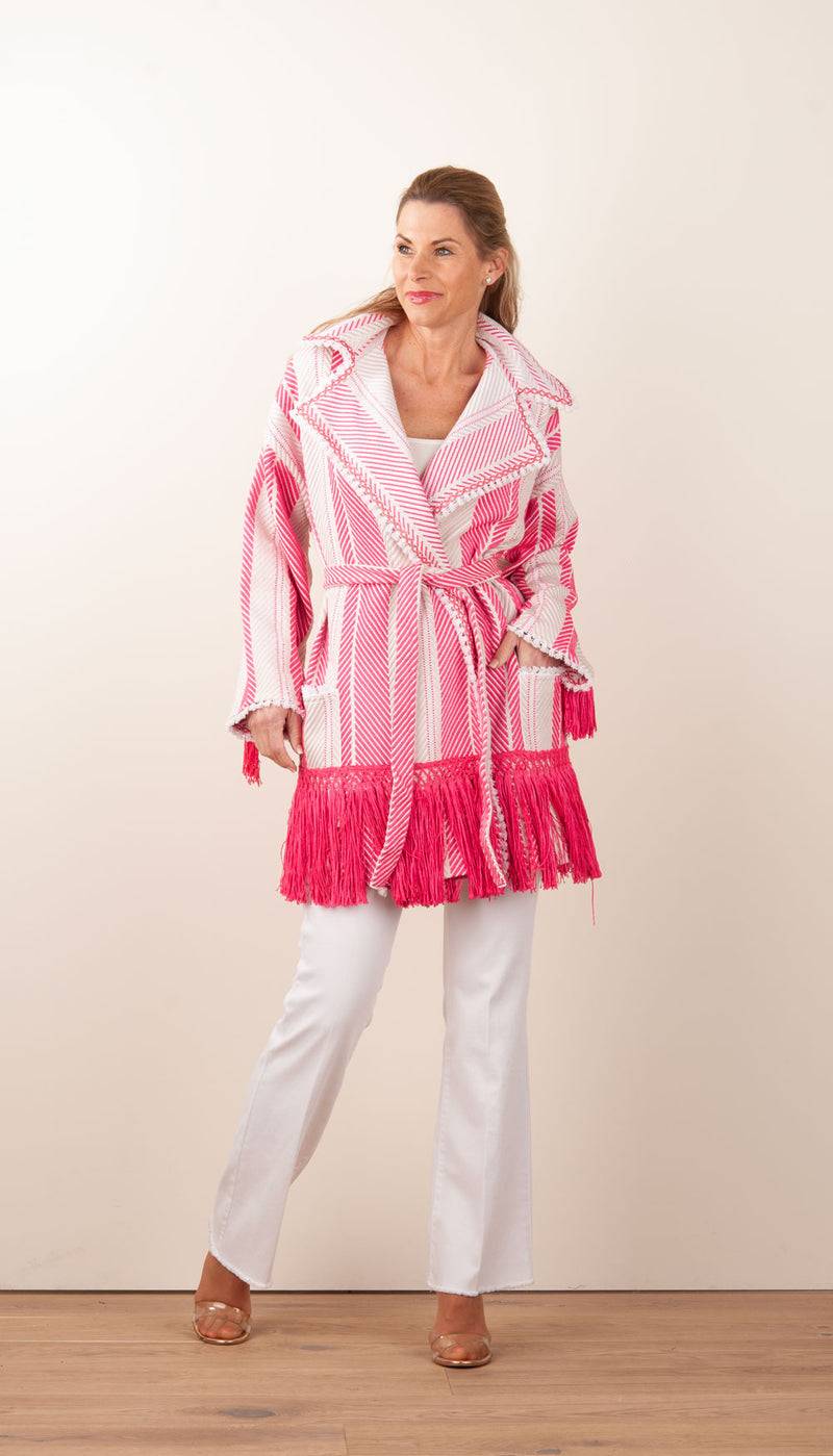 Elisabetta Franchi Mantel „Avorio“ Weiß | Pink | Gold Bis zu 55% Rabatt