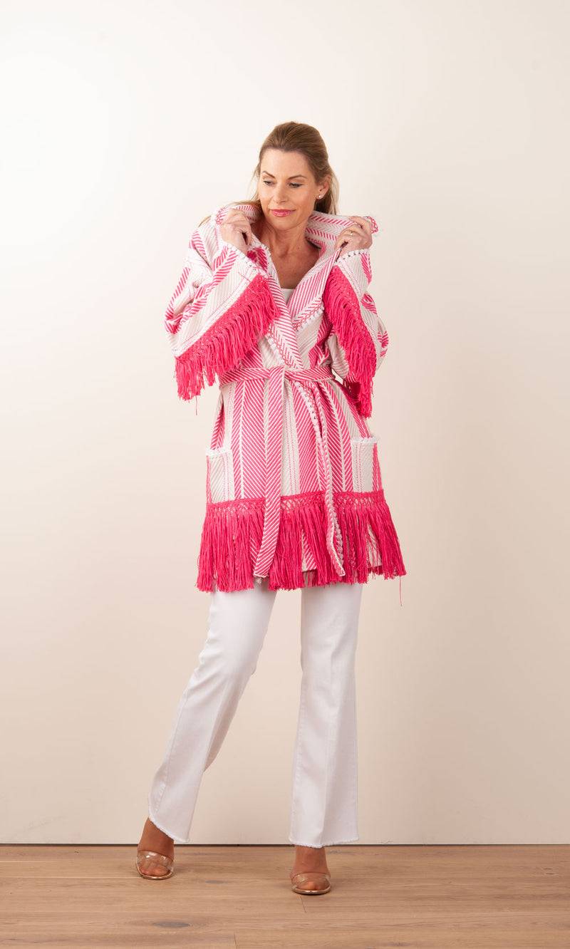 Elisabetta Franchi Mantel „Avorio“ Weiß | Pink | Gold Bis zu 55% Rabatt