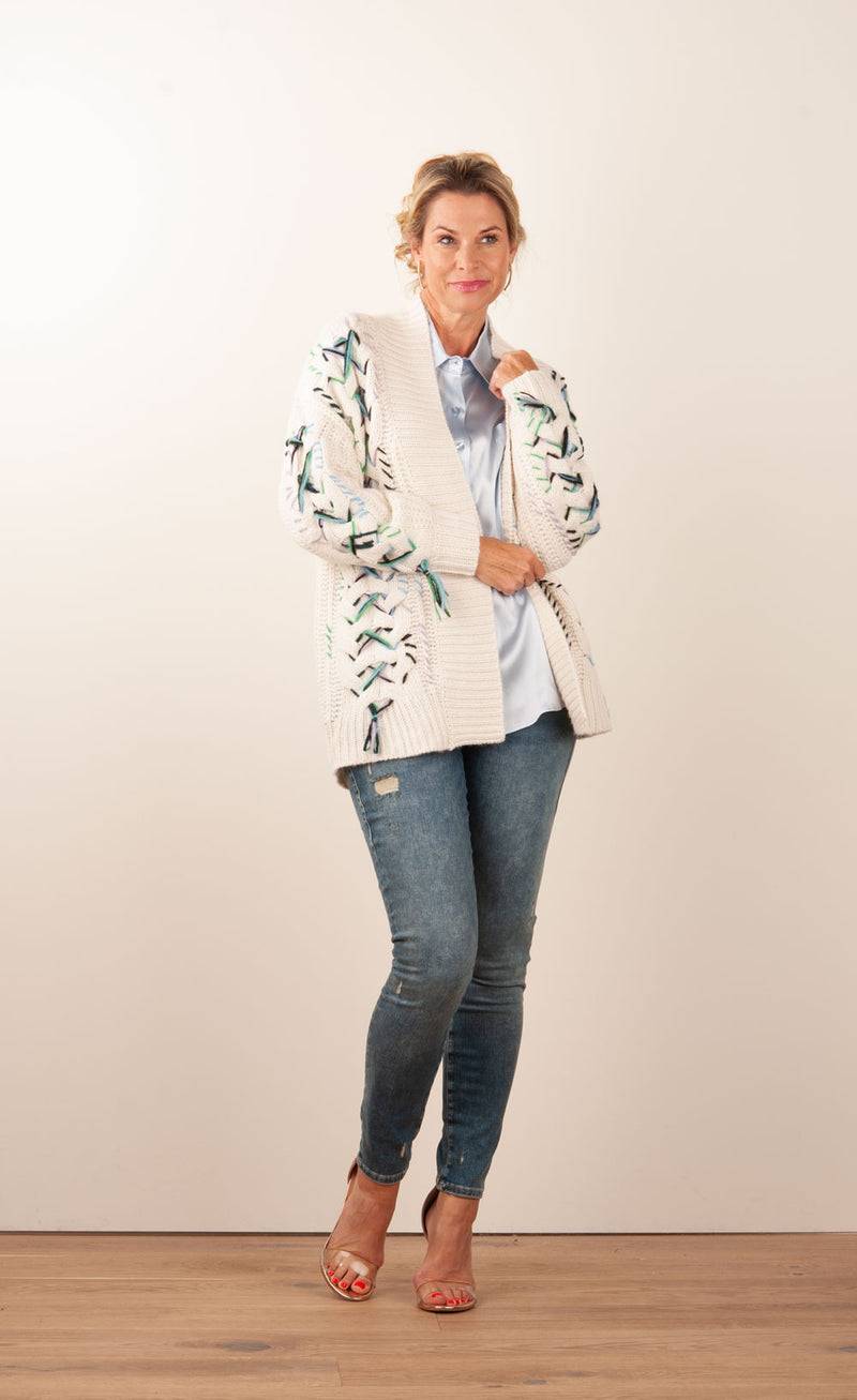 Paschwork Strickjacke Offwhite | Schwarz | Grün Online Shopping