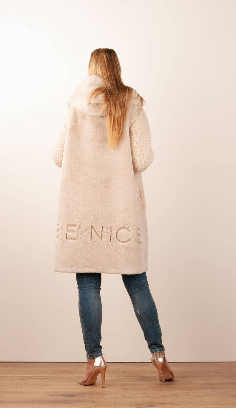 Glox Fake-Fur-Mantel/Weste Beige Saisonale Angebote