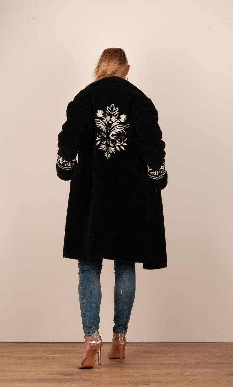 Glox Fake-Fur-Mantel Schwarz Räumungsverkauf