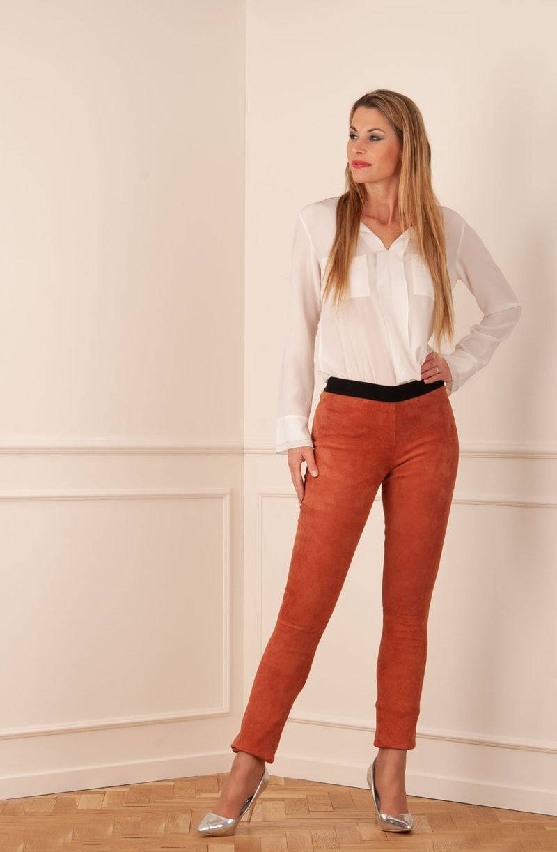 Zinga Lederleggings Orange Im Verkauf