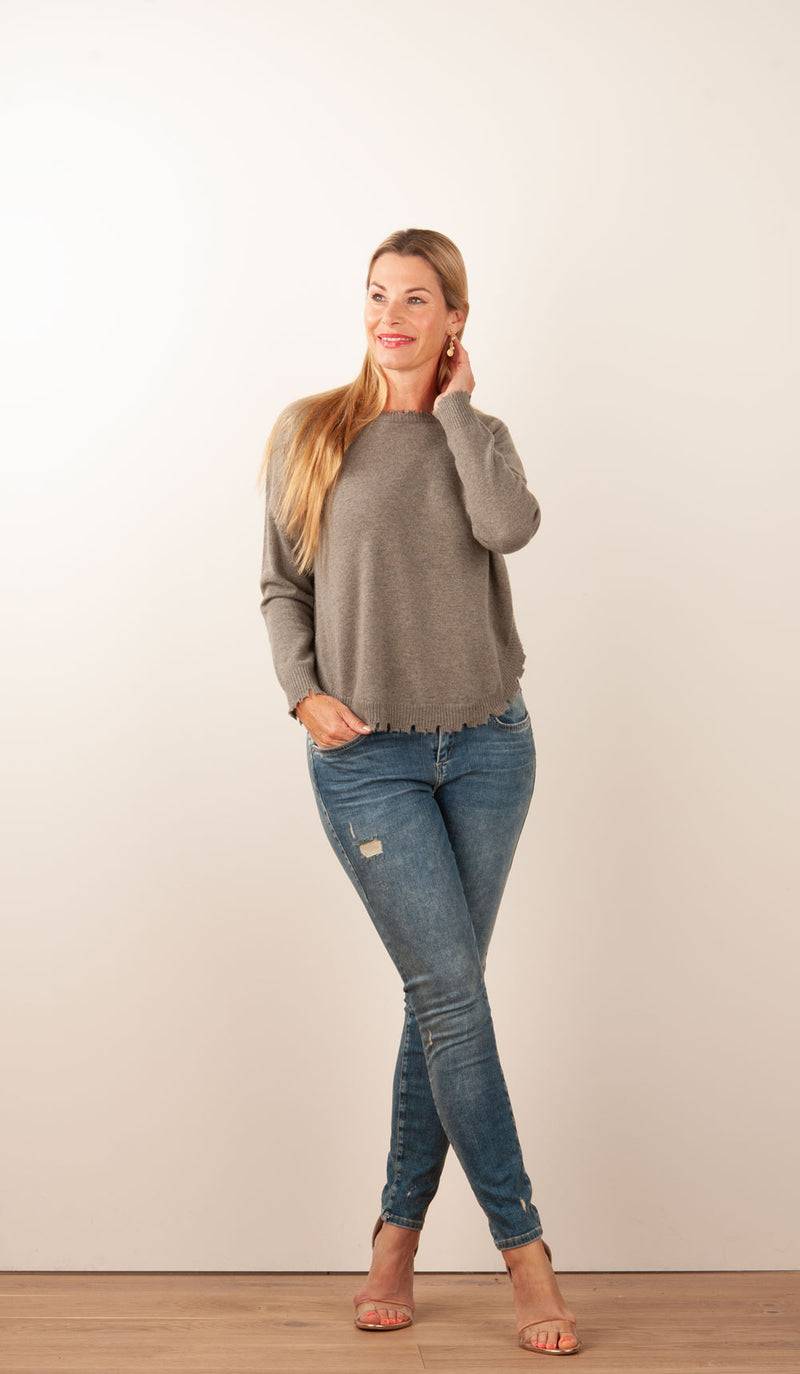 Kujten Kaschmir Pullover Khaki Lagerräumung