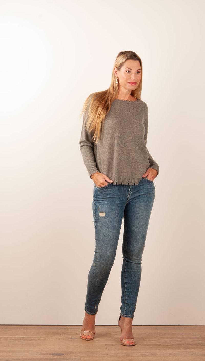 Kujten Kaschmir Pullover Khaki Lagerräumung