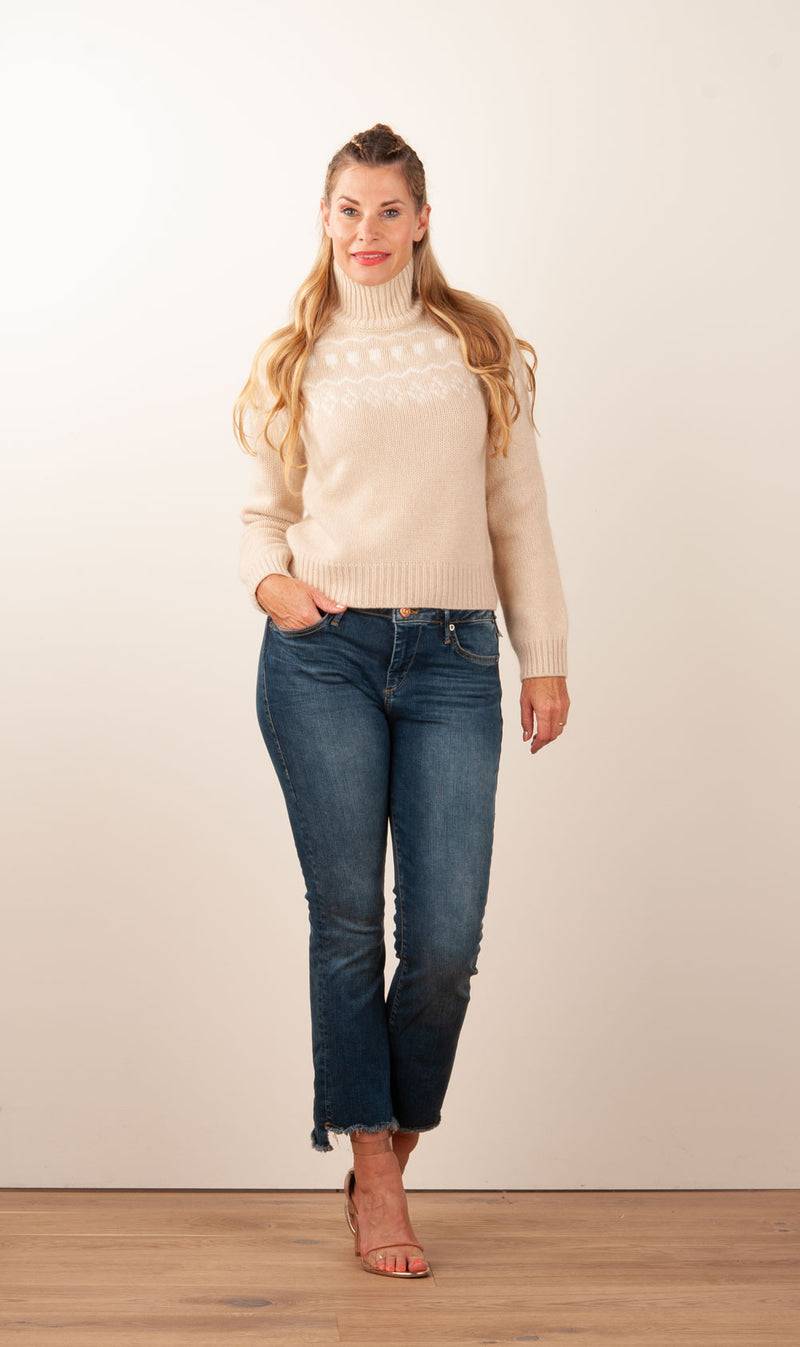 Kujten Kaschmir Pullover „Norweger“ Beige | Weiß Exklusive Angebote
