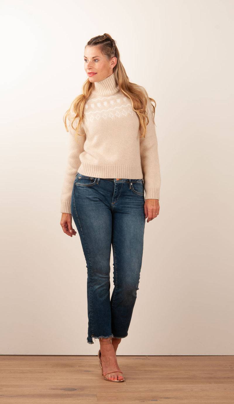 Kujten Kaschmir Pullover „Norweger“ Beige | Weiß Exklusive Angebote