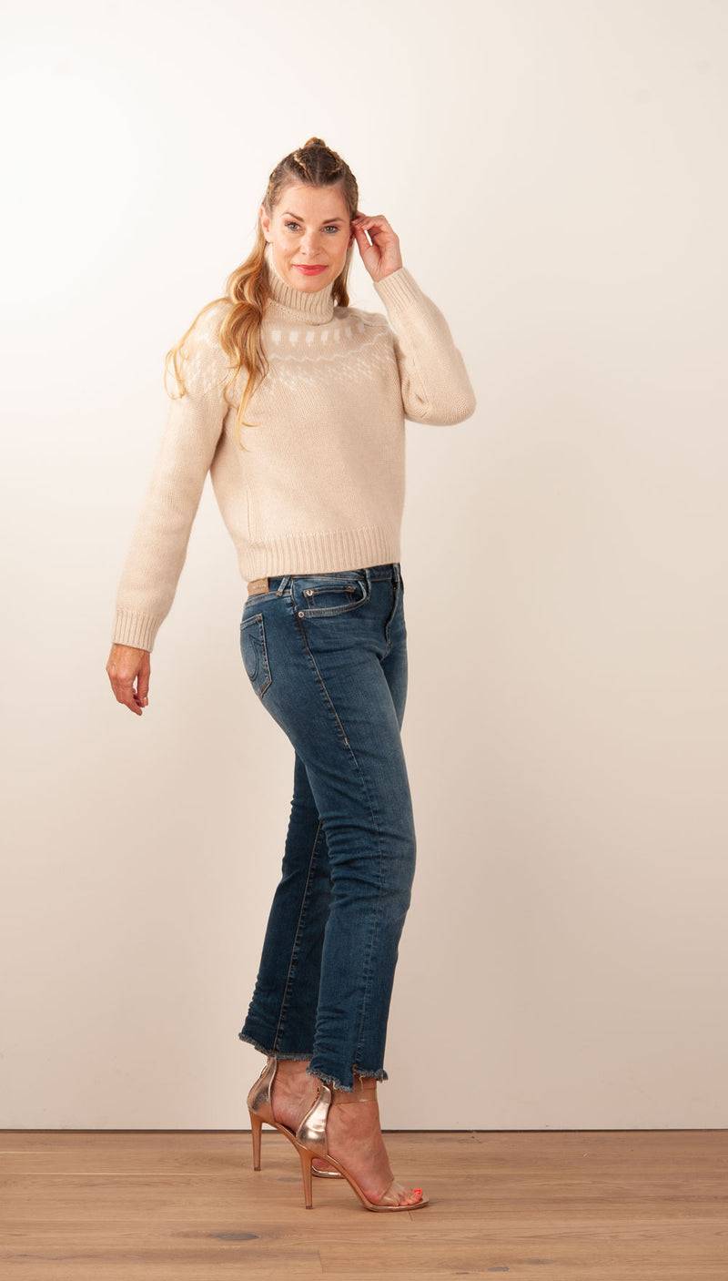 Kujten Kaschmir Pullover „Norweger“ Beige | Weiß Exklusive Angebote