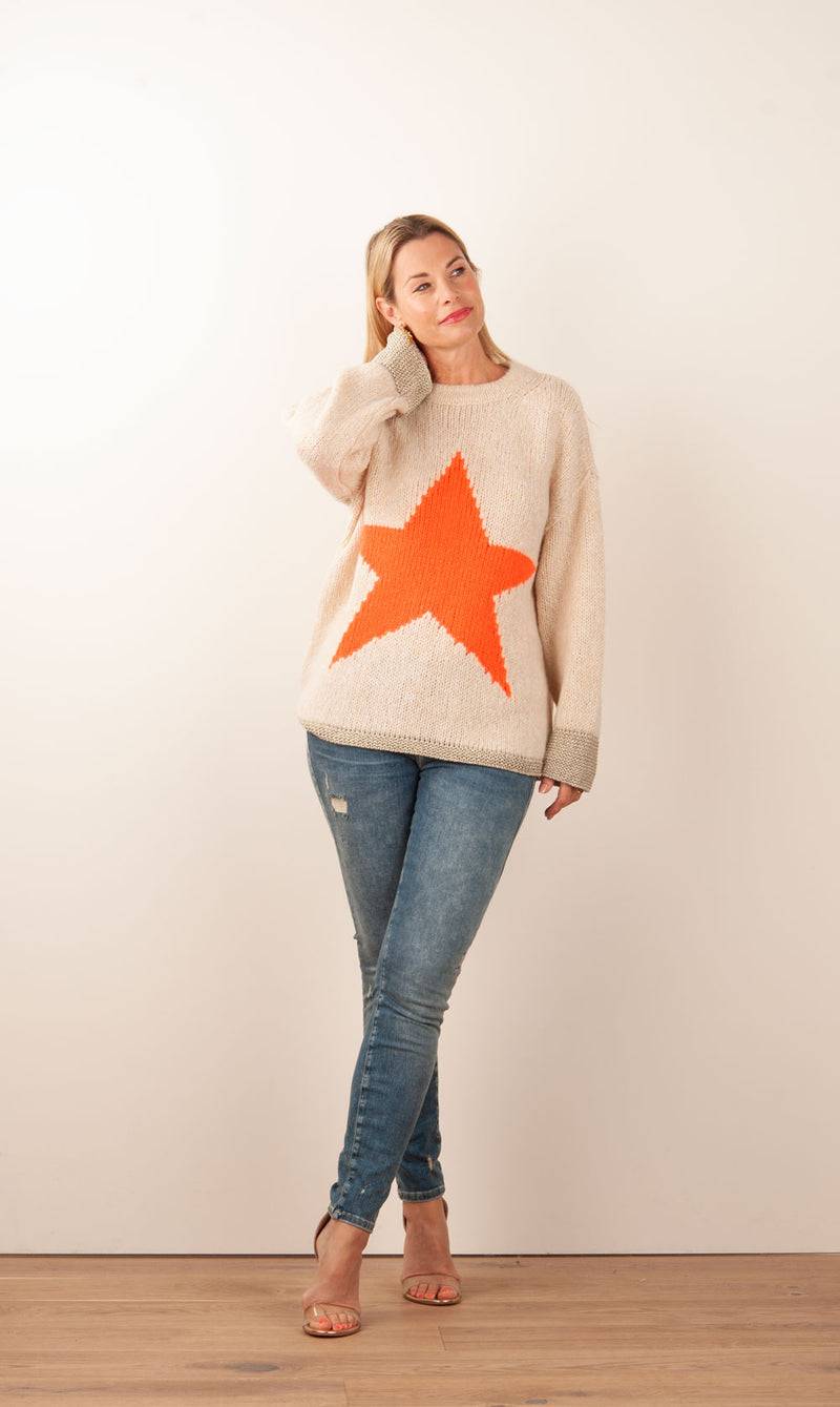 Grace Pullover Beige | Orange Tägliche Deals