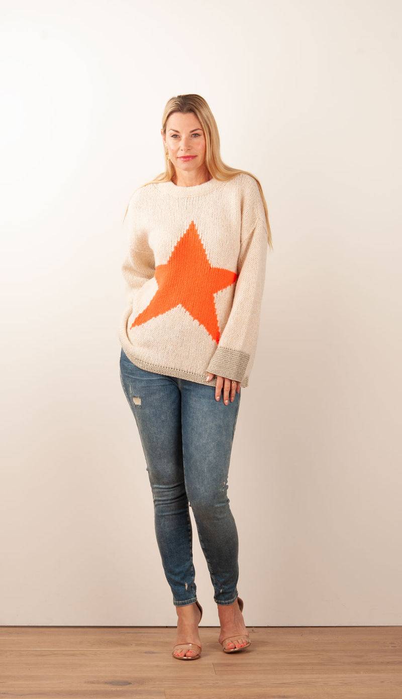 Grace Pullover Beige | Orange Tägliche Deals