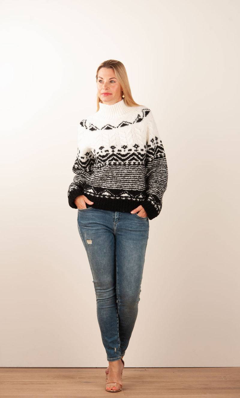 Grace Pullover Schwarz | Weiß Riesige Ersparnisse