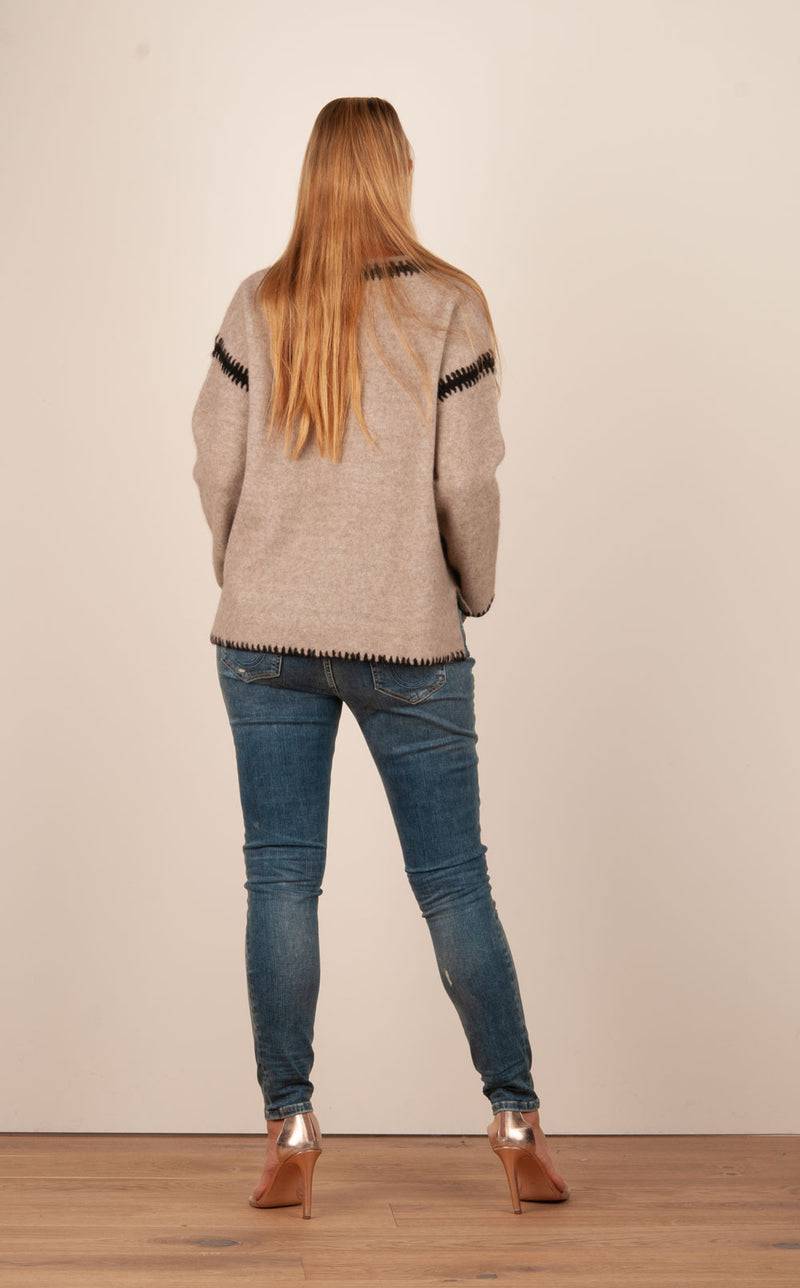 Grace Pullover Beige | Schwarz Tiefpreis