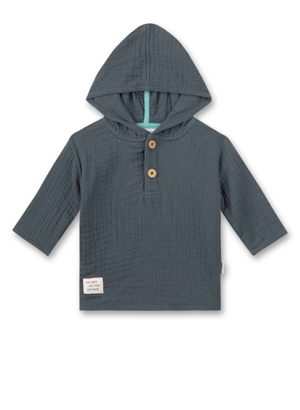 Sanetta Jungen-Langarmshirt mit Kapuze Dunkelblau aus Musselin Online Outlet