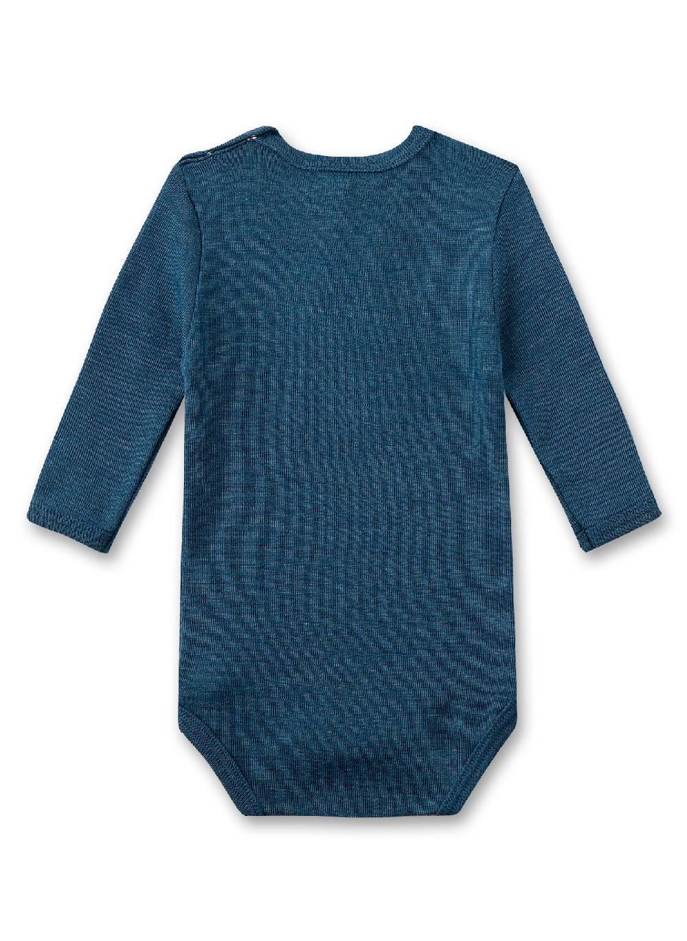 Sanetta Body langarm Blau aus Merinowolle & Seide Sonderangebot
