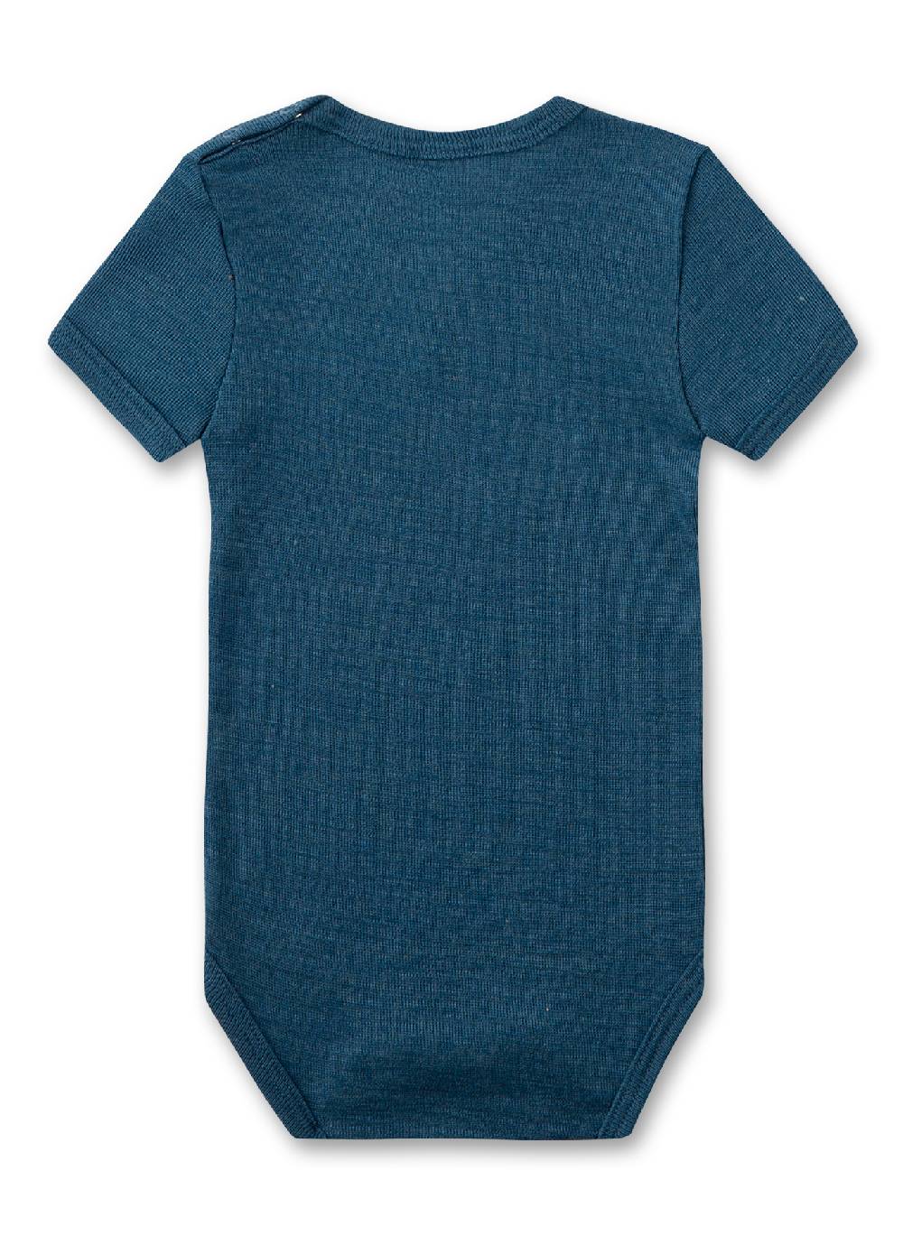Sanetta Body kurzarm Blau aus Merinowolle & Seide Versandkostenfrei