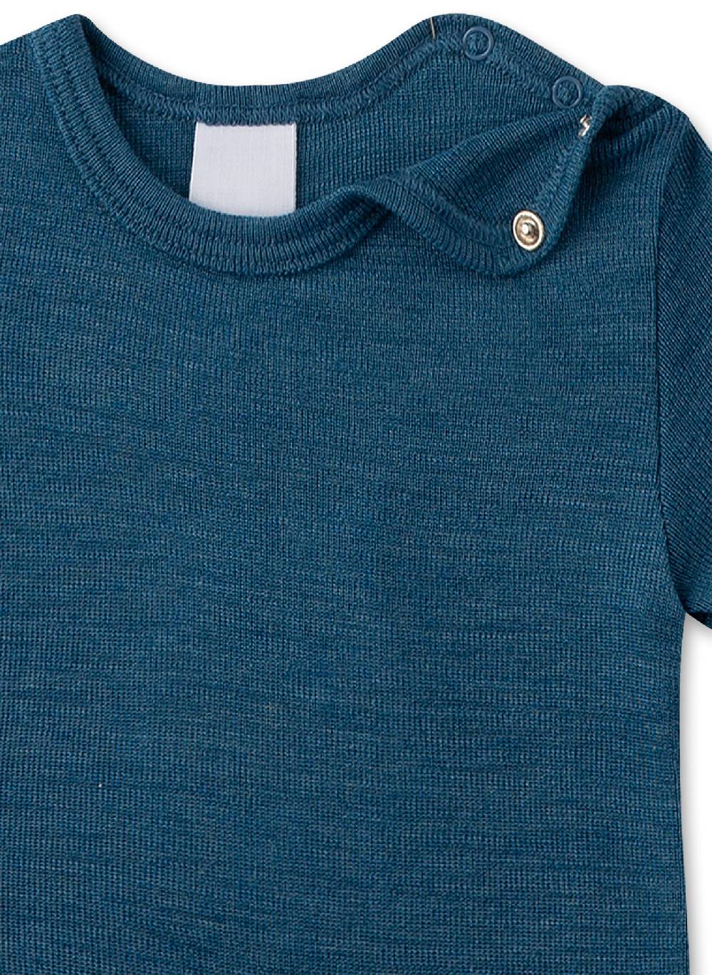 Sanetta Body kurzarm Blau aus Merinowolle & Seide Versandkostenfrei