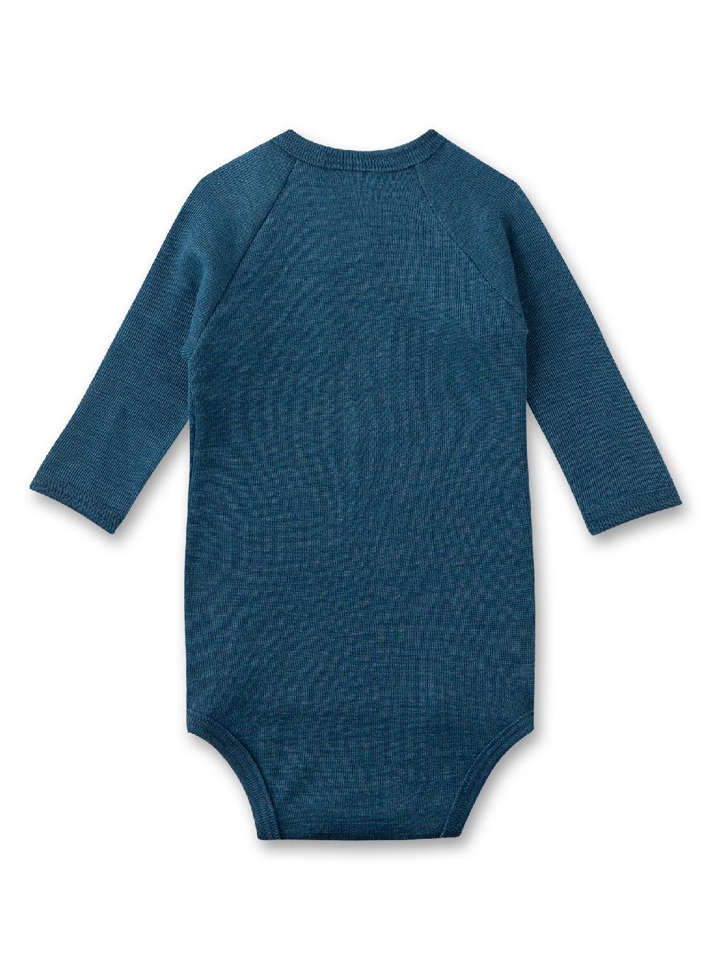 Sanetta Wickelbody langarm Blau aus Merinowolle & Seide Großer Ausverkauf