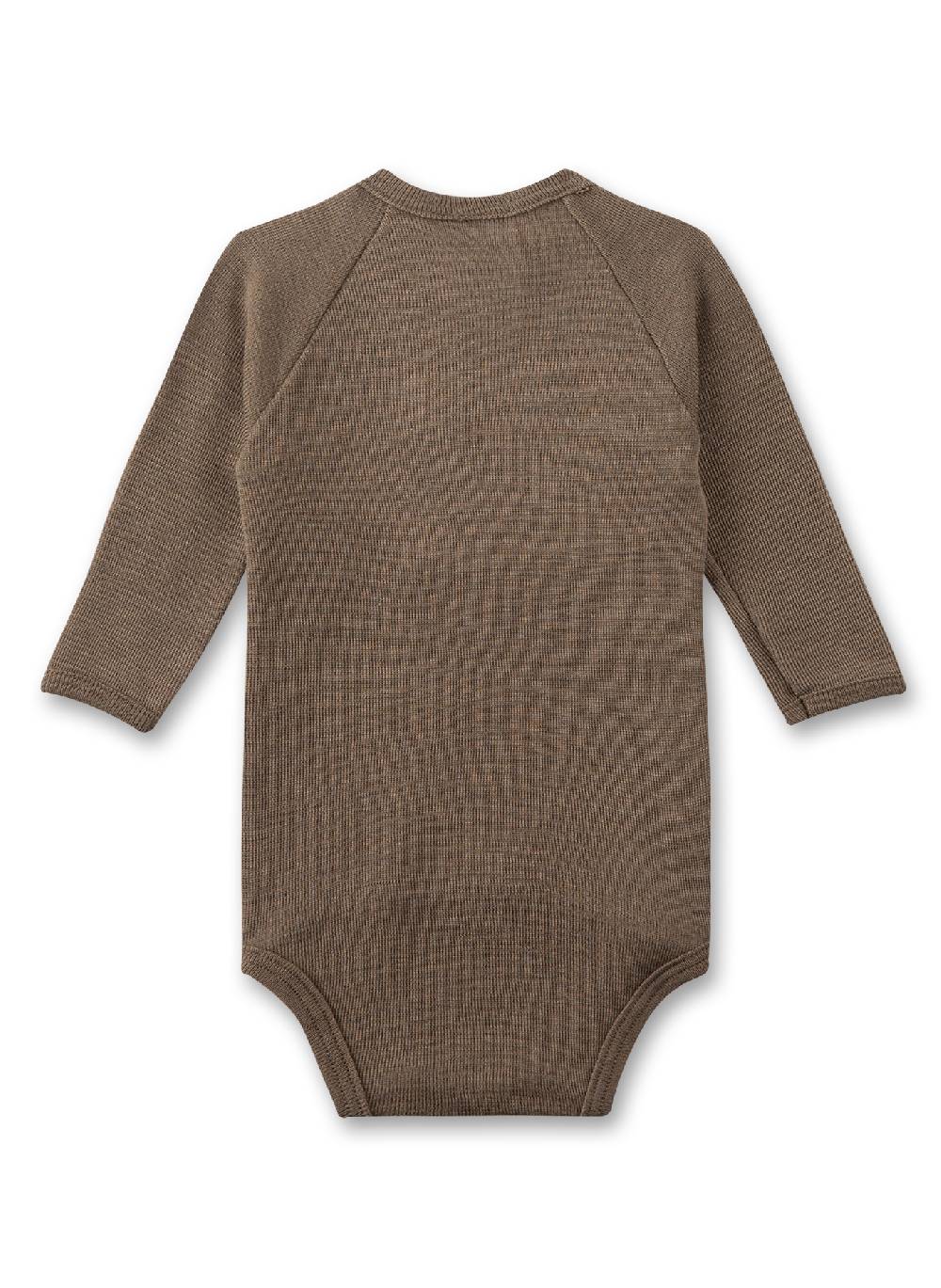 Sanetta Wickelbody langarm Beige aus Merino-Wolle & Seide Flash Sale