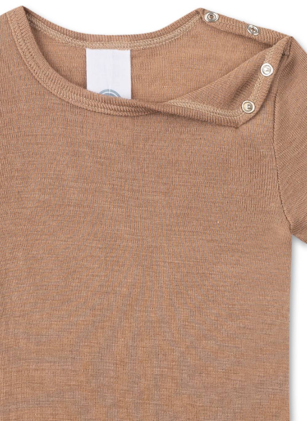 Sanetta Body kurzarm Braun aus Wolle & Seide Preisnachlass